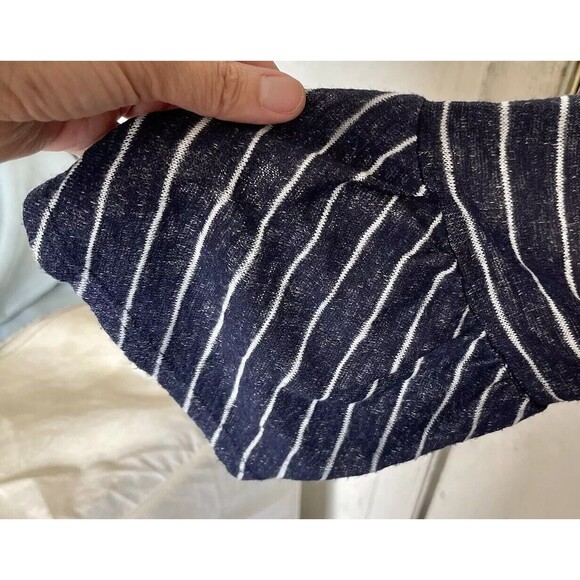 Coin 1804 Womens Blouse Sz Medium Striped Bell Sleeve Tie Front V Neck Ruffle - Picture 7 of 15